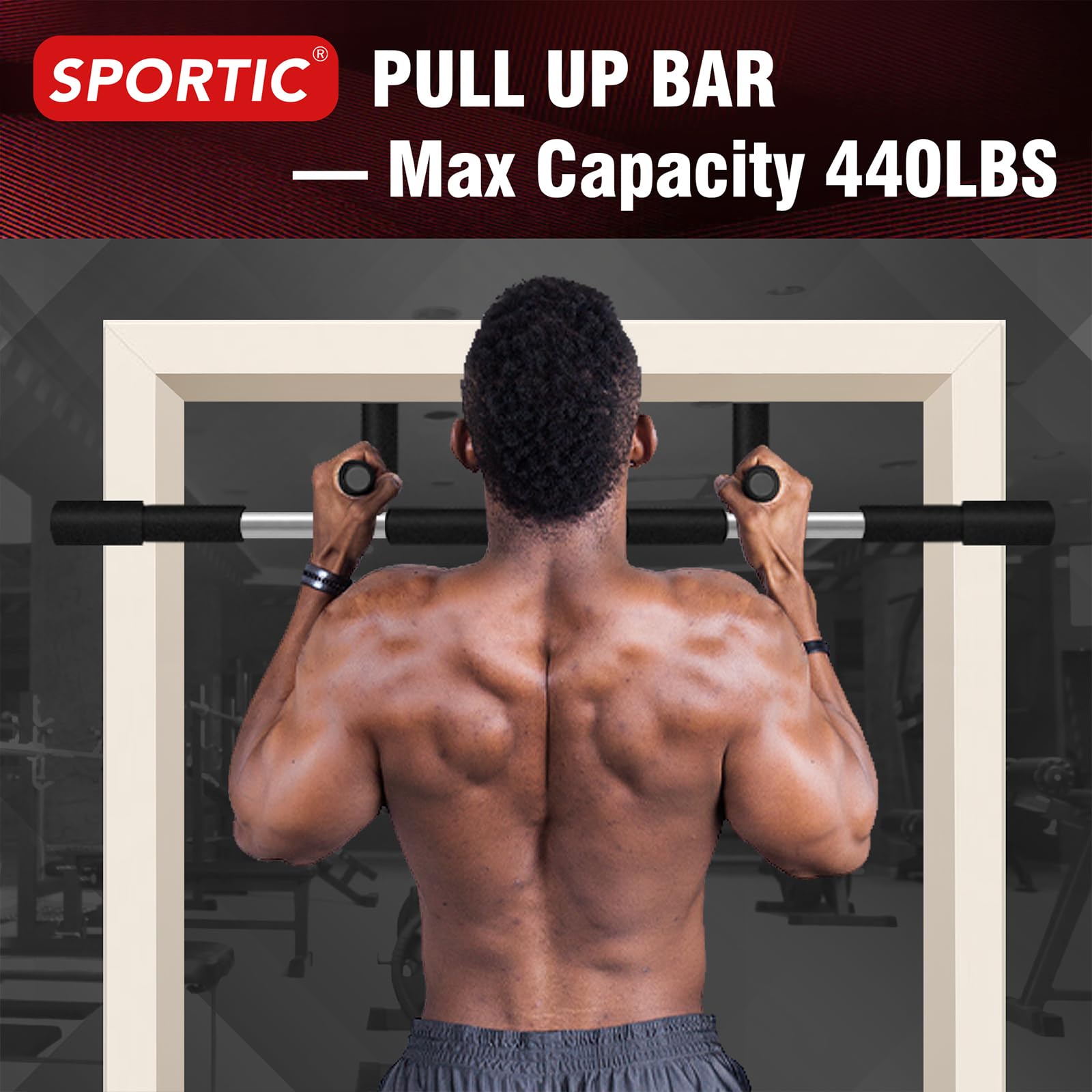 Pull Up Bar for Doorway | No-Screw Portable Chin Up Bar | Heavy